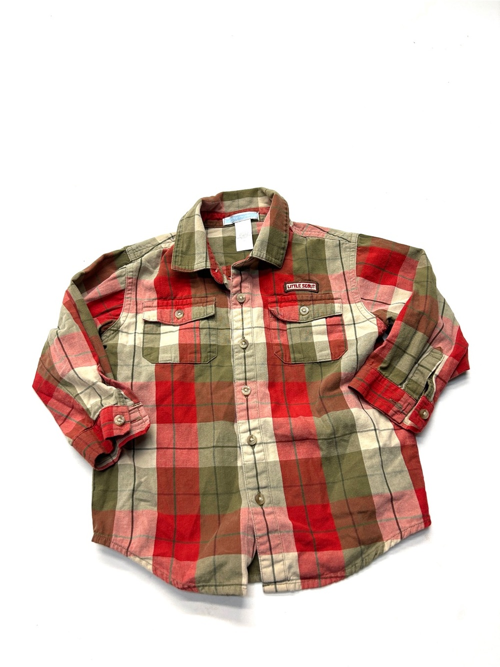 Janie & Jack Little Scout Red Green Plaid Button-Up Down Shirt Vintaage 2003